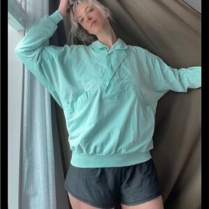 vintage Mint Pullover Jacket 🌀 Boxy Lightweight Popover 80s 90s